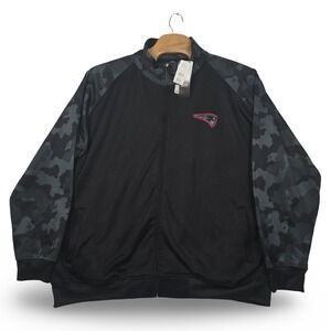 New England Patriots Majestic Jacket 4XL Big Tall Camo Zip Up NFL Mens Black NWT